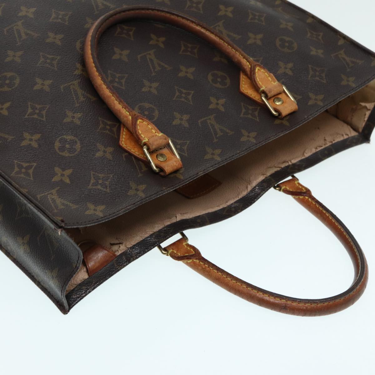 LOUIS VUITTON Monogram Sac Plat Hand Bag M51140 LV Auth 86765