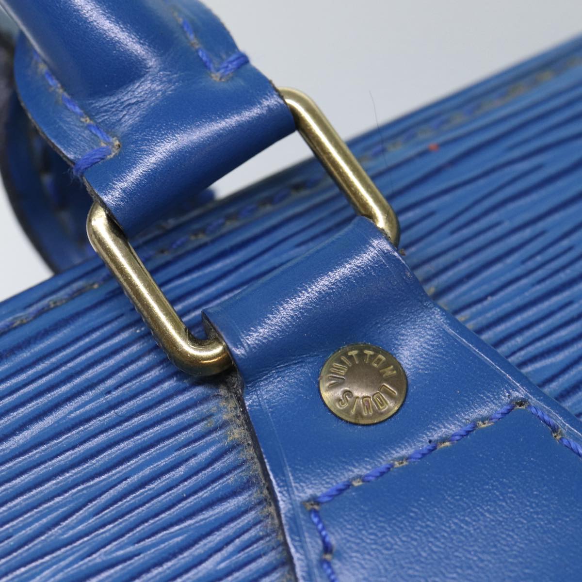 LOUIS VUITTON Epi Sac Triangle Hand Bag Blue M52095 LV Auth 86853