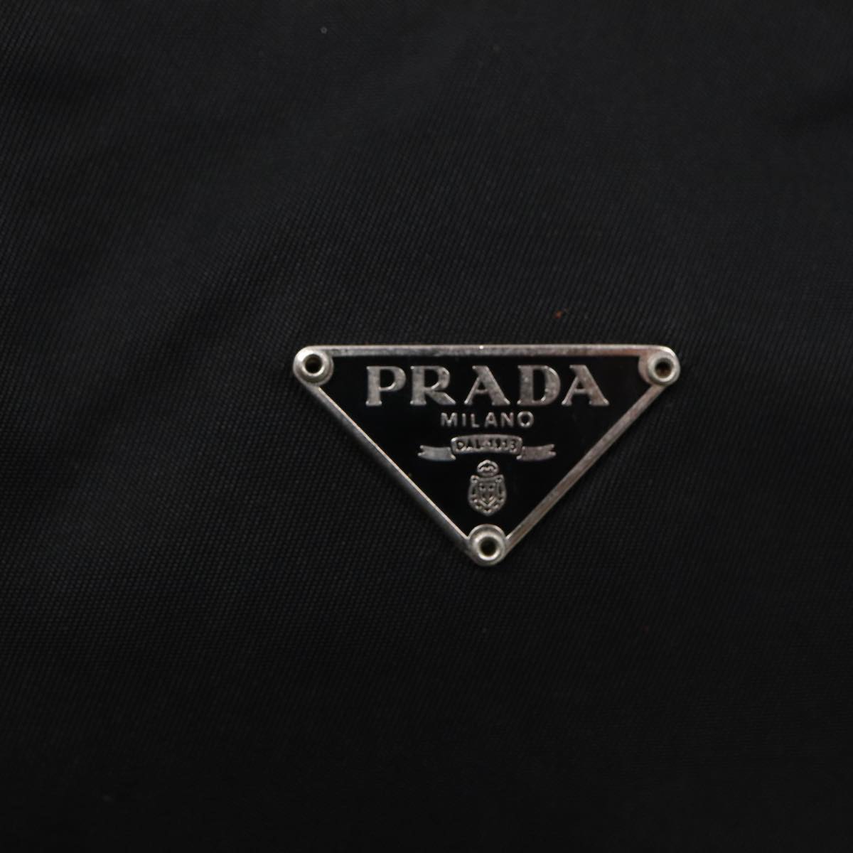 PRADA Hand Bag Nylon Black Silver Auth 86891