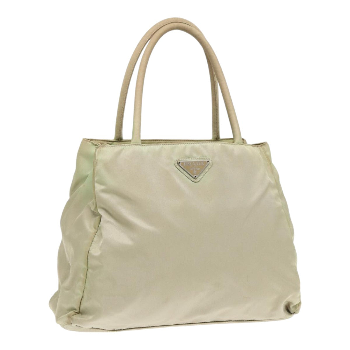 PRADA Hand Bag Nylon Beige Auth 86907