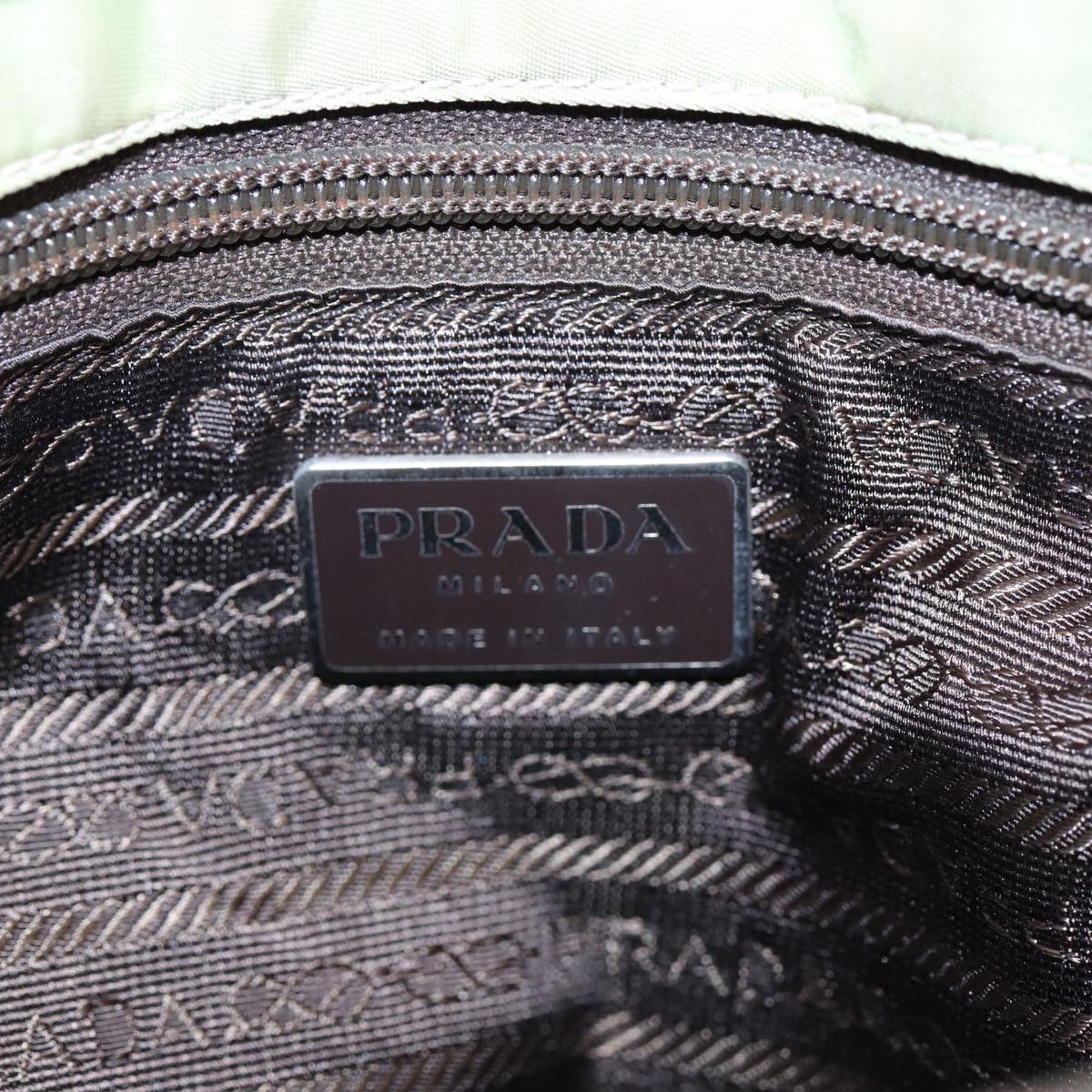 PRADA Hand Bag Nylon Beige Auth 86907