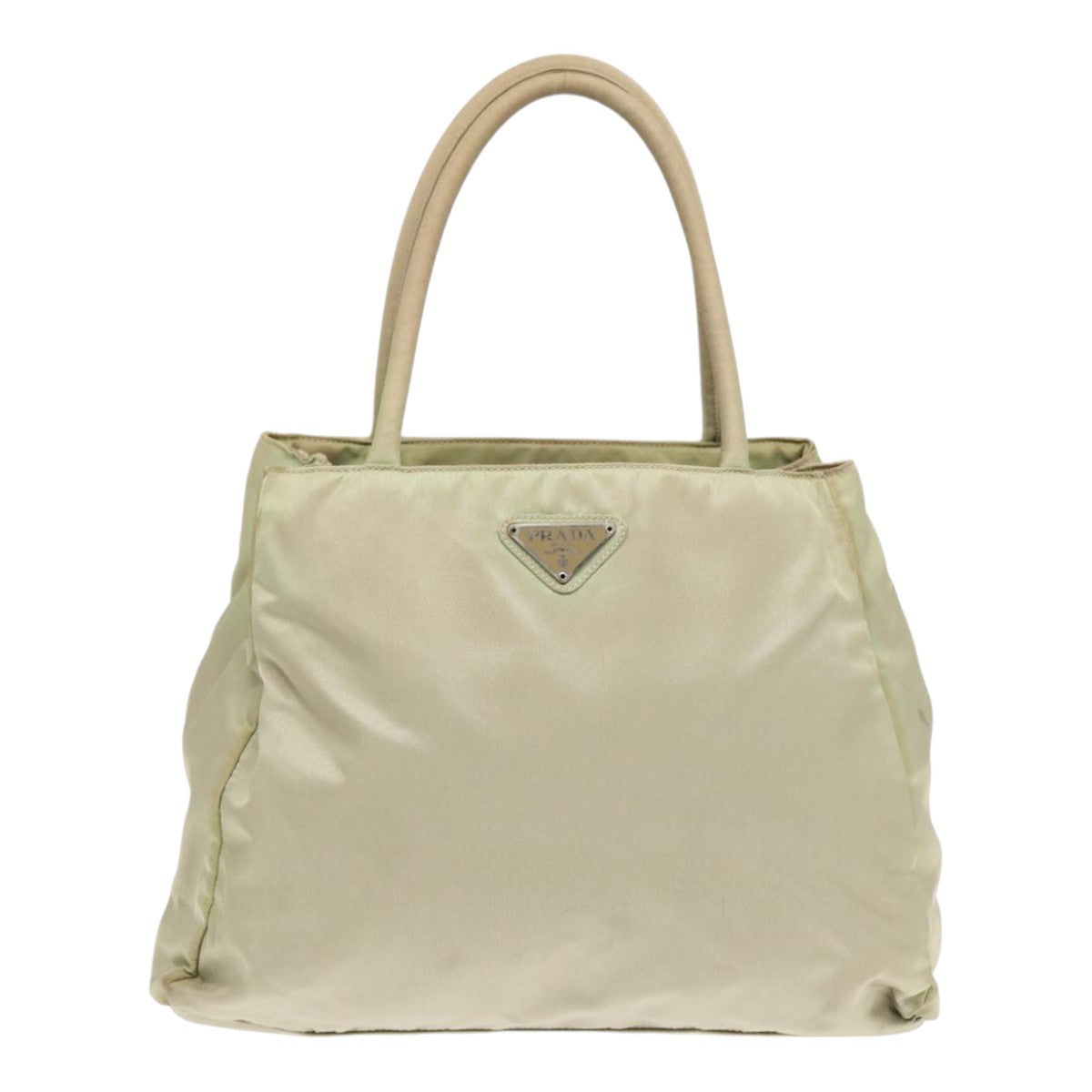 PRADA Hand Bag Nylon Beige Auth 86907