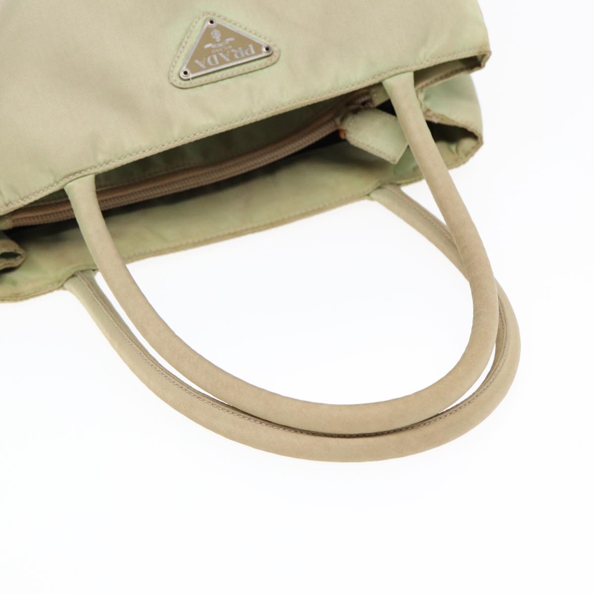 PRADA Hand Bag Nylon Beige Auth 86907