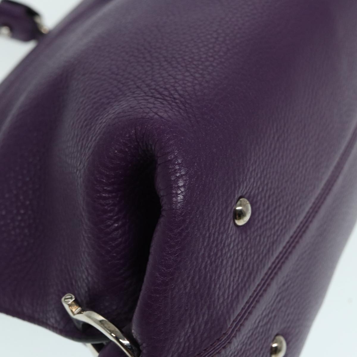 Salvatore Ferragamo Gancini Sofia Hand Bag Leather Purple Silver Auth 86915