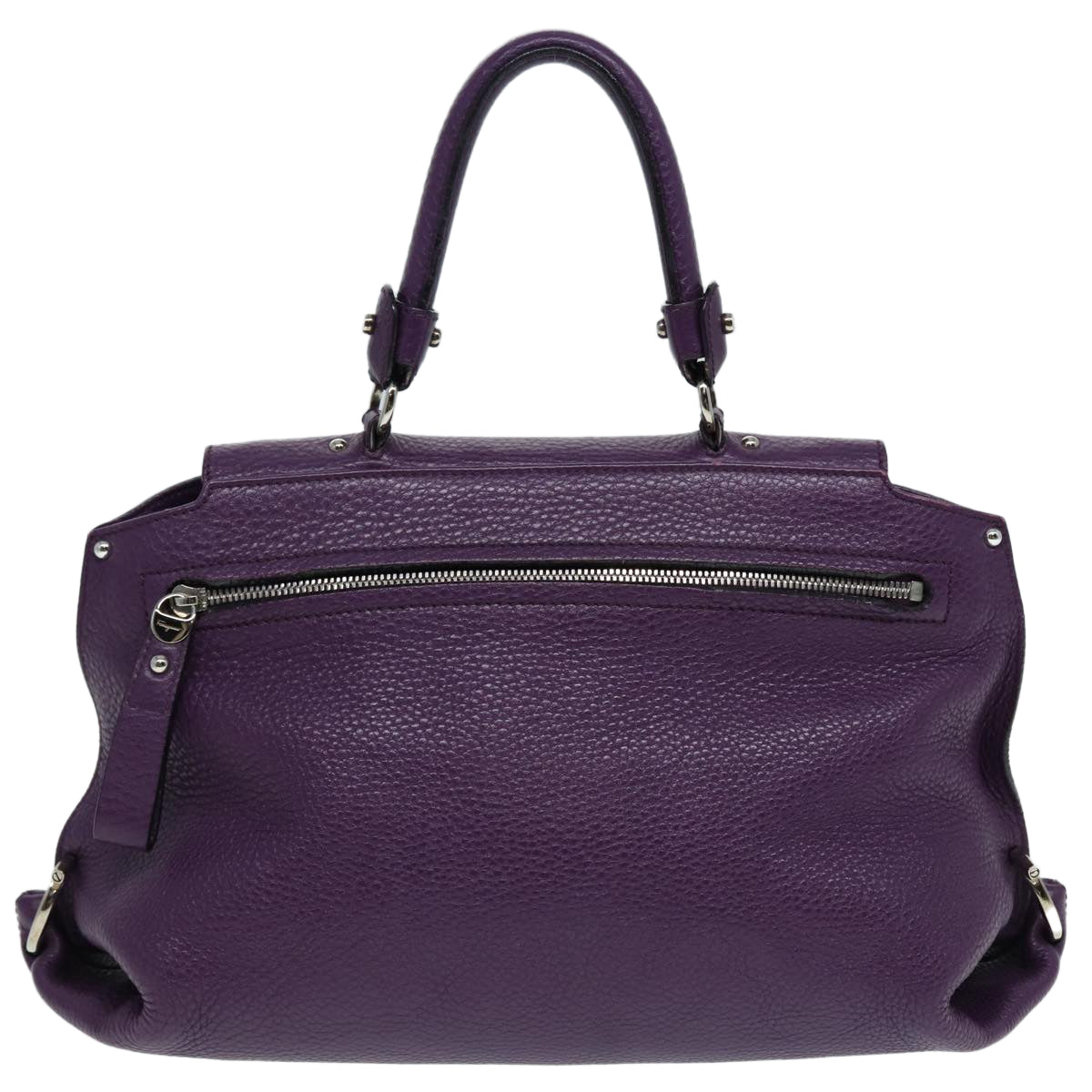 Salvatore Ferragamo Gancini Sofia Hand Bag Leather Purple Silver Auth 86915