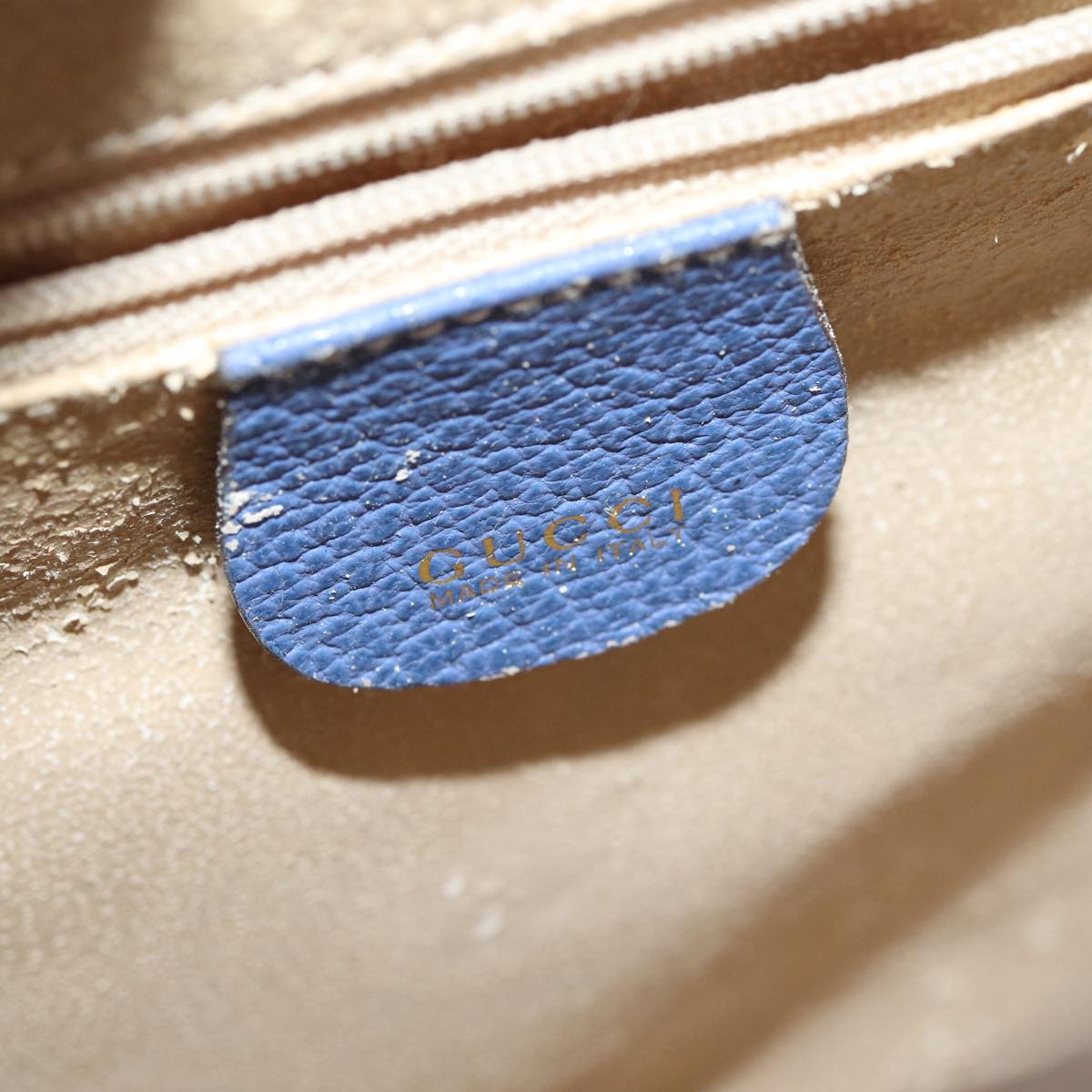 GUCCI Bamboo Hand Bag Suede Leather Blue Gold 002 1186 0260 Auth 86922