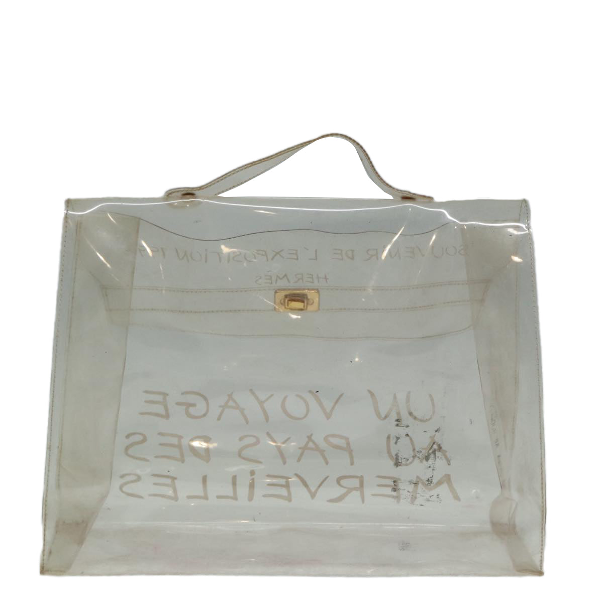 HERMES Vinyl Kelly Hand Bag Vinyl Clear Auth 86926