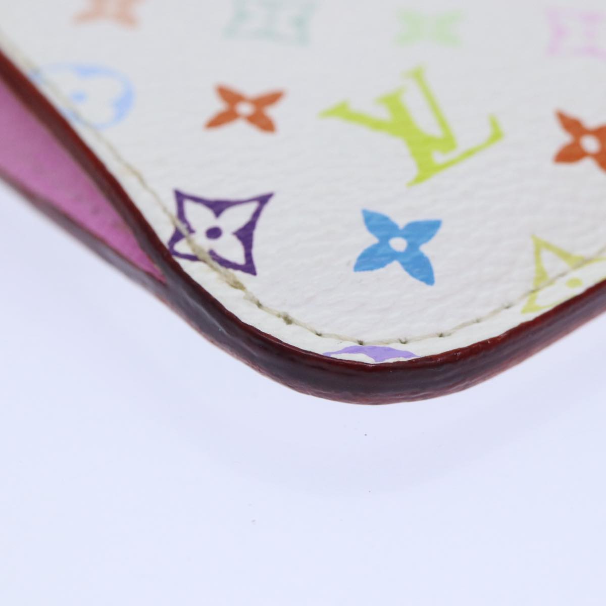 LOUIS VUITTON Multicolor Pochette Cles NM Coin Purse White M93734 LV Auth 86946