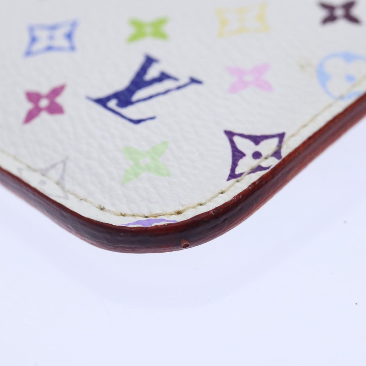 LOUIS VUITTON Multicolor Pochette Cles NM Coin Purse White M93734 LV Auth 86946