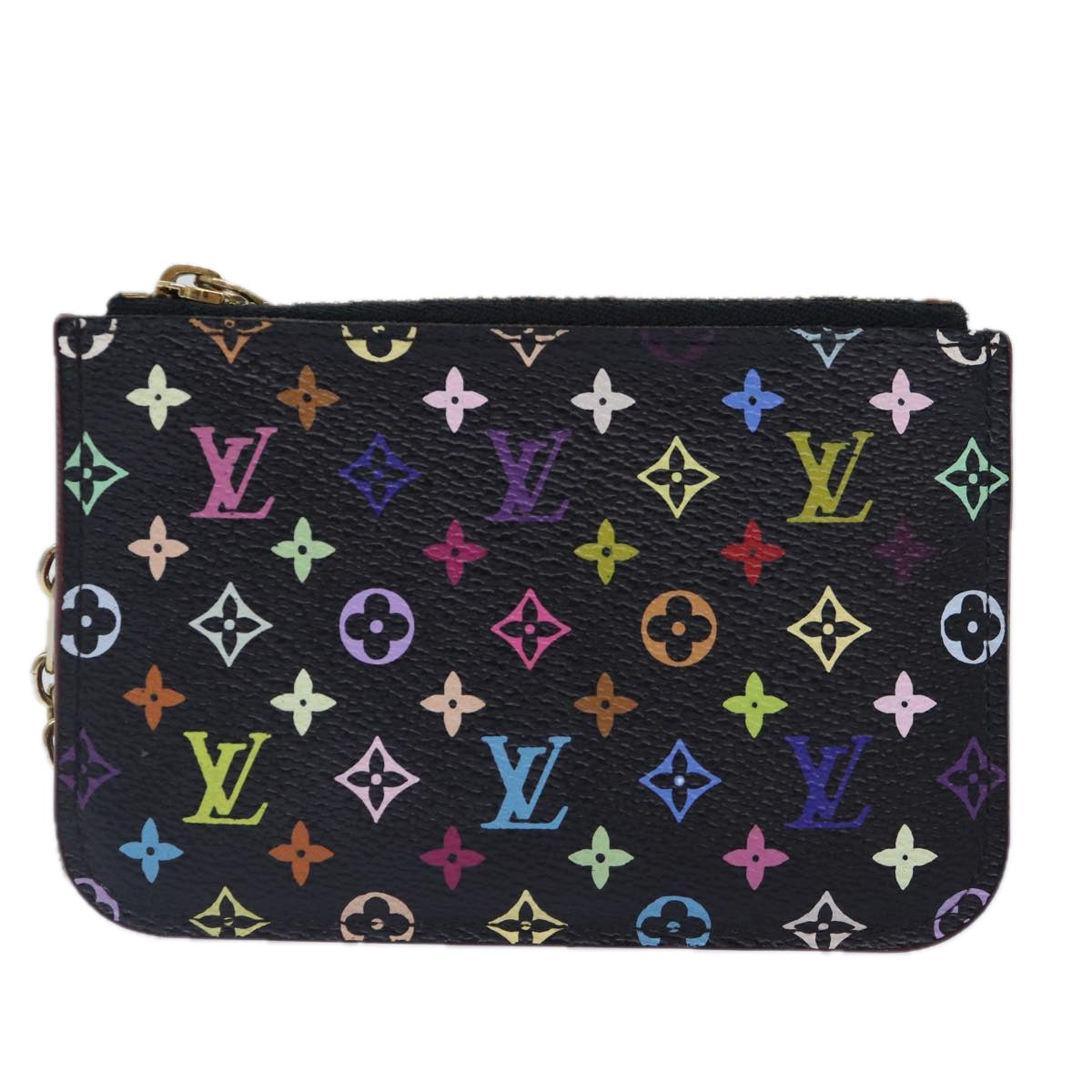 LOUIS VUITTON Multicolor Pochette ClesNM Coin Purse Black M60279 LV Auth 86948