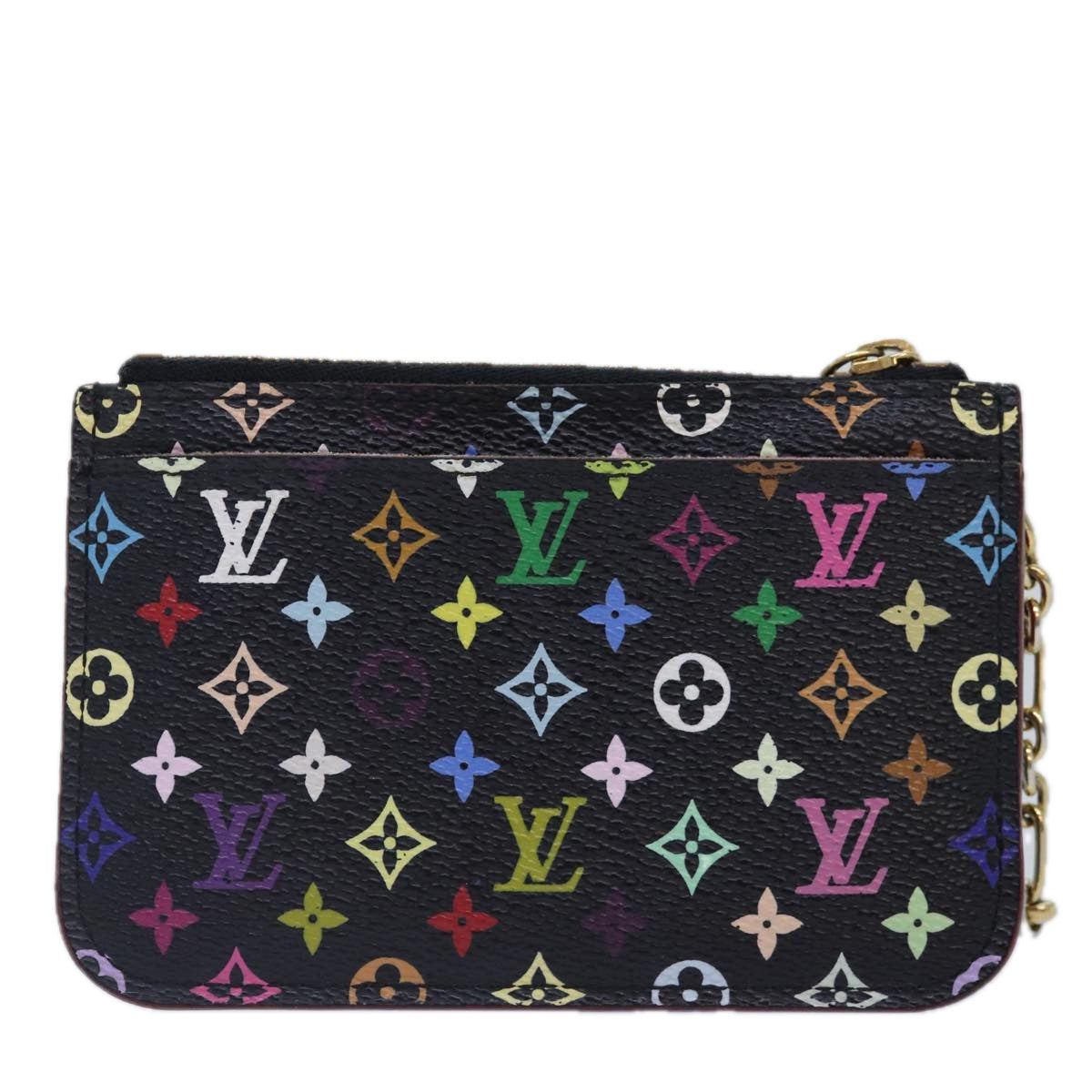 LOUIS VUITTON Multicolor Pochette ClesNM Coin Purse Black M60279 LV Auth 86948