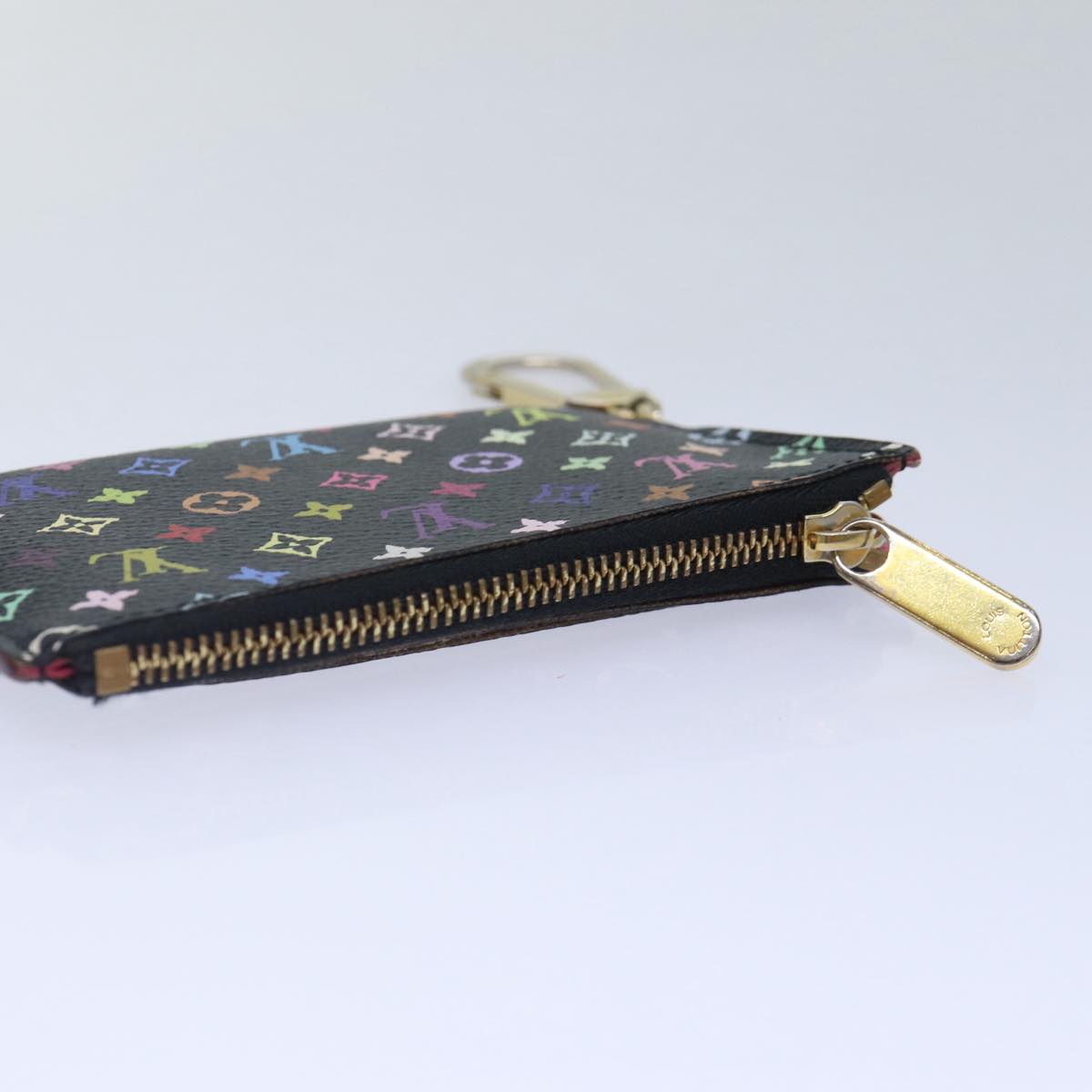 LOUIS VUITTON Multicolor Pochette ClesNM Coin Purse Black M60279 LV Auth 86948