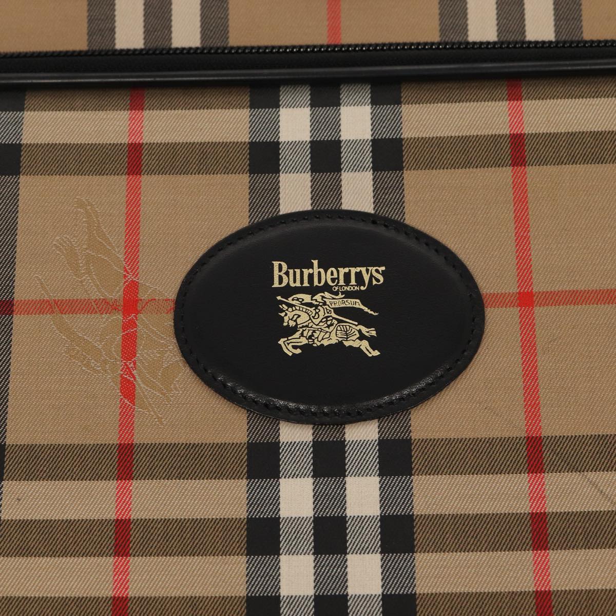 Burberrys Nova Check Garment Cover Canvas Leather Beige Black gold Auth 86956