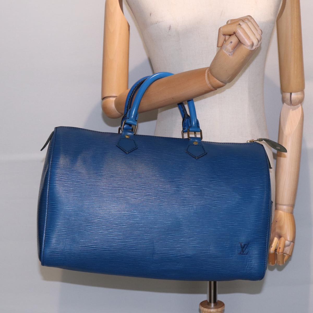 LOUIS VUITTON Epi Speedy 35 Hand Bag Toledo Blue M42995 LV Auth 86994