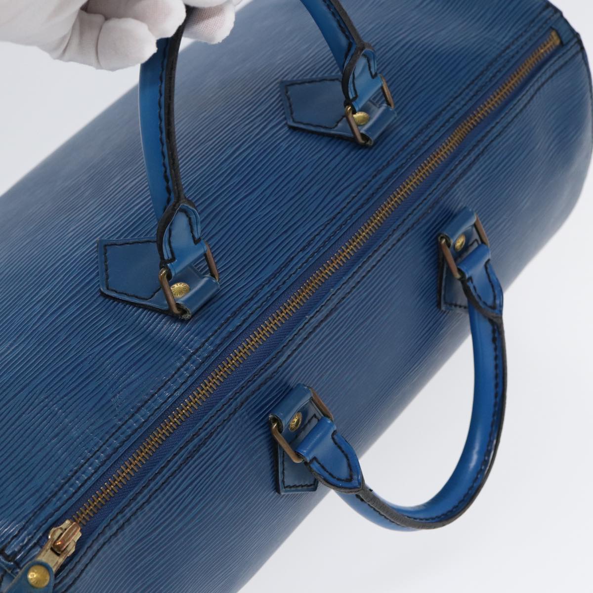 LOUIS VUITTON Epi Speedy 35 Hand Bag Toledo Blue M42995 LV Auth 86994