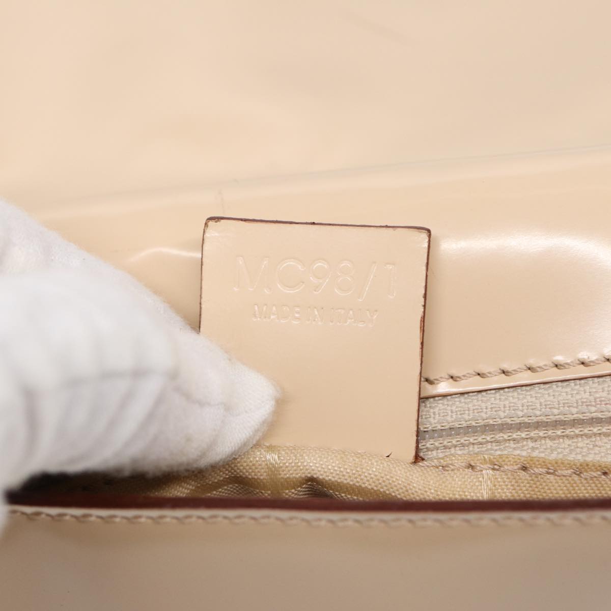 CELINE Shoulder Bag Nylon Beige Gold Auth 87076