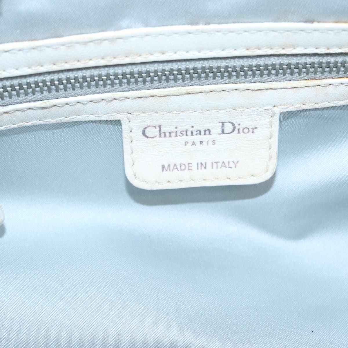 Christian Dior Trotter Romantic Hand Bag PVC Leather White Silver Auth 87078