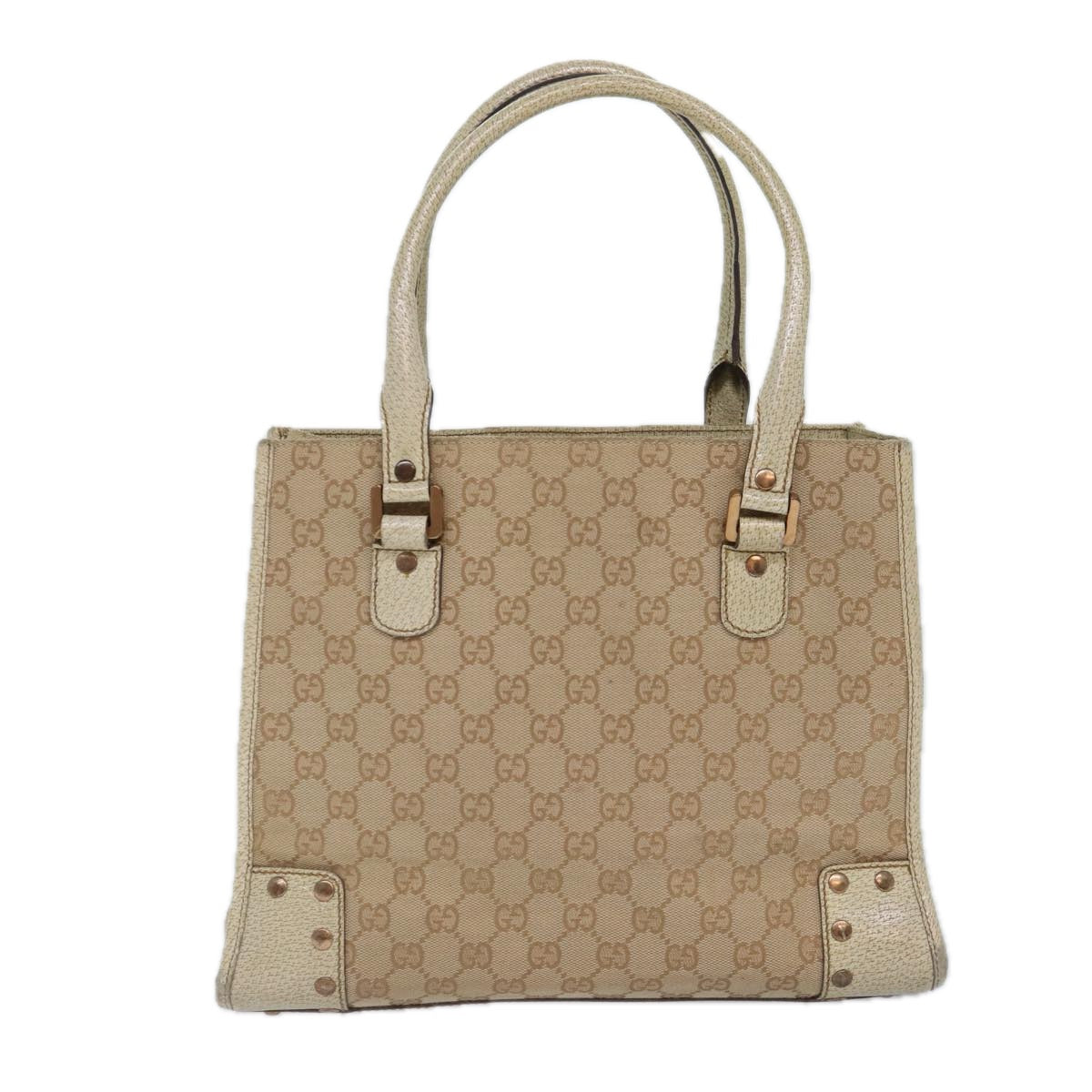 GUCCI GG Canvas Hand Bag Beige 124260 Auth 87164