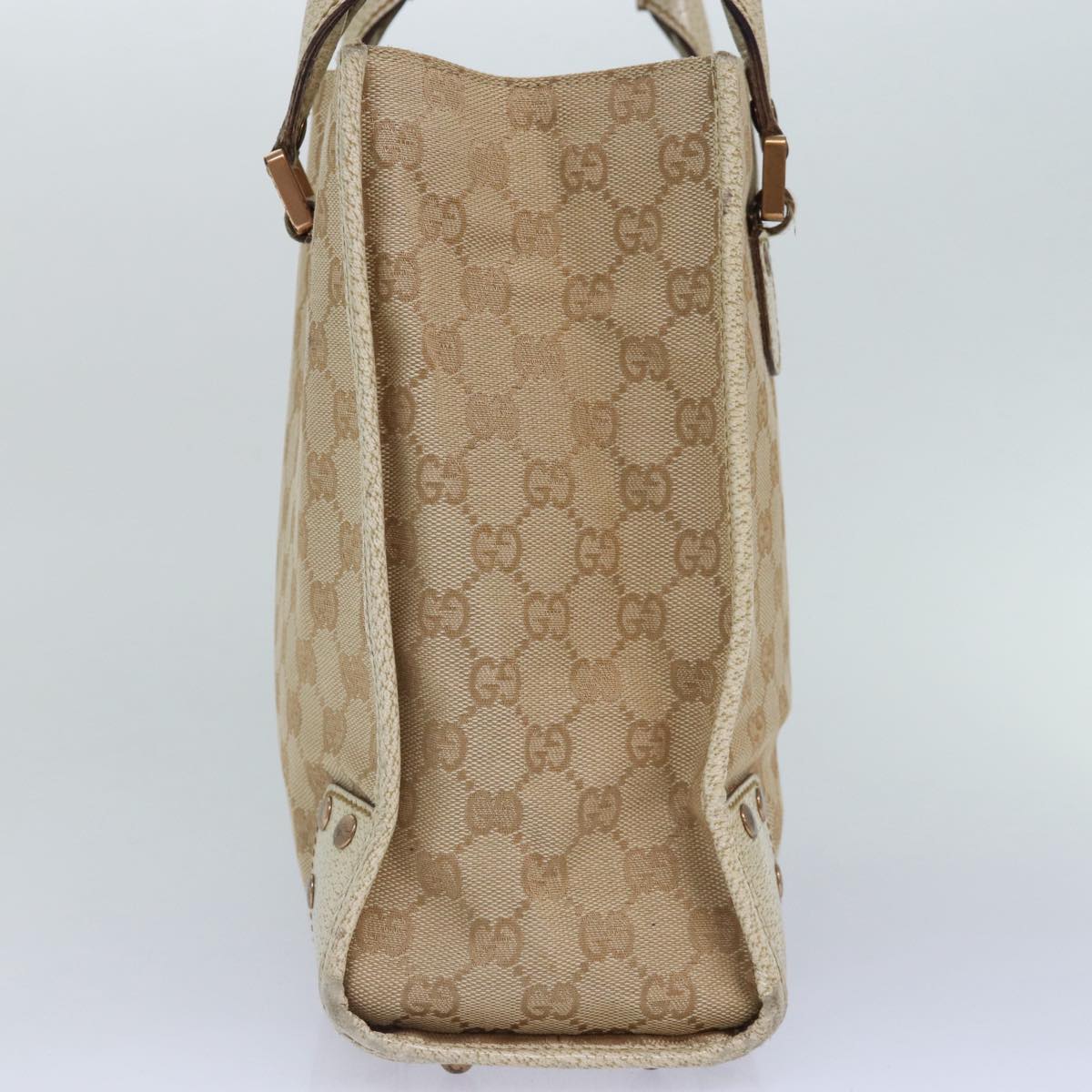 GUCCI GG Canvas Hand Bag Beige 124260 Auth 87164