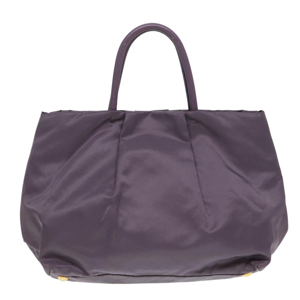 PRADA Ribbon Hand Bag Nylon Purple Gold Auth 87183