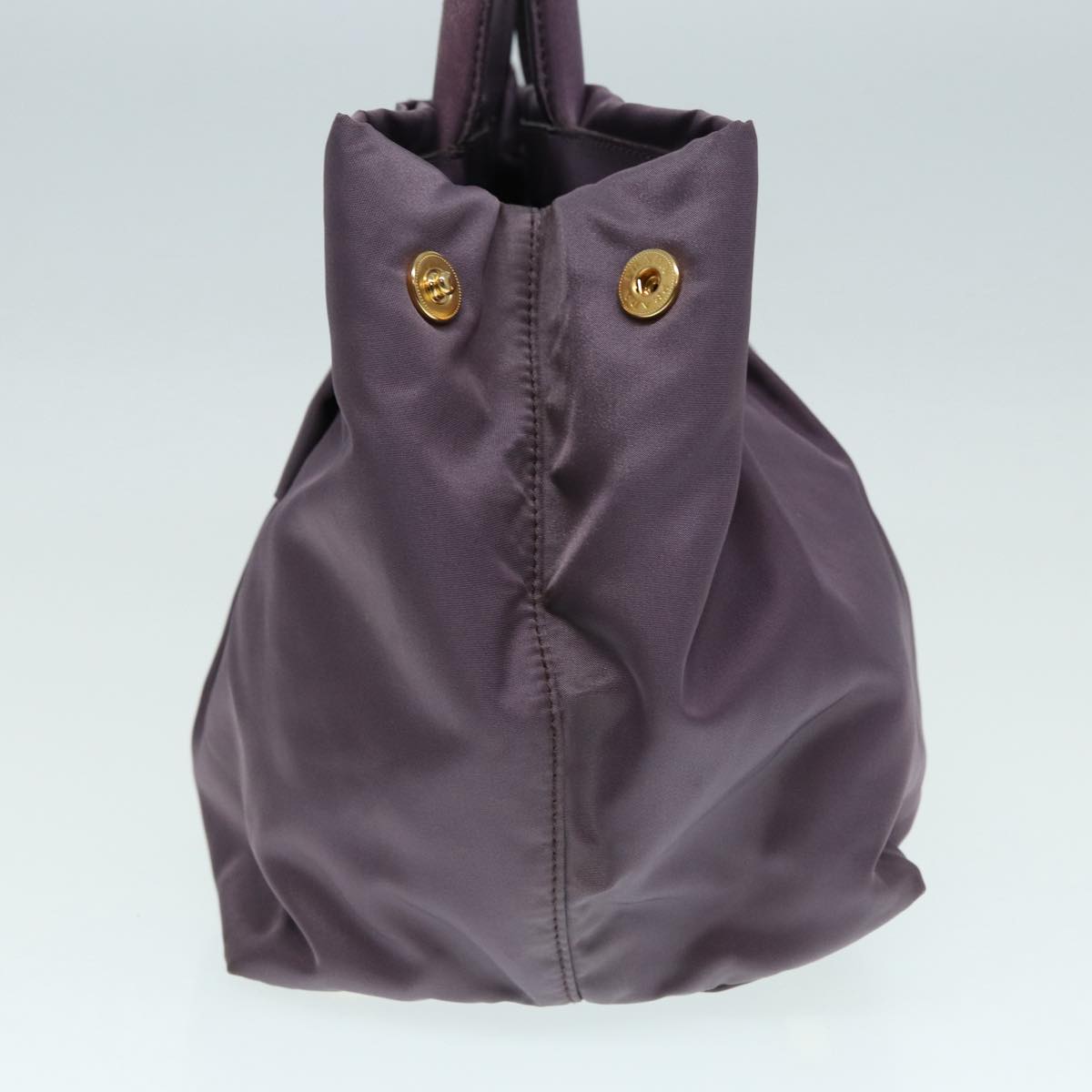 PRADA Ribbon Hand Bag Nylon Purple Gold Auth 87183