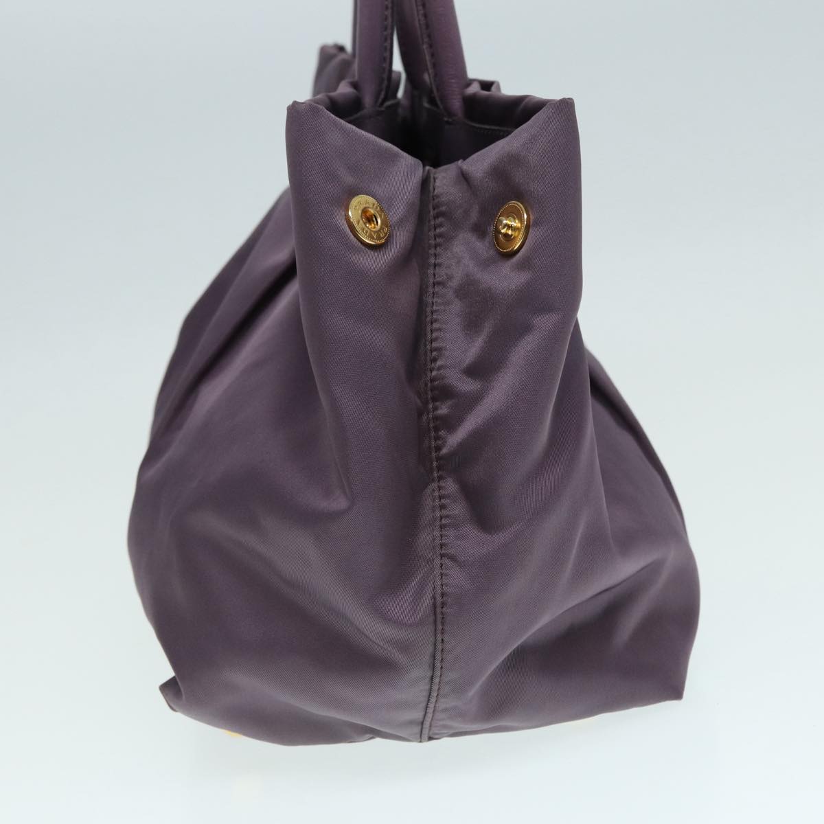 PRADA Ribbon Hand Bag Nylon Purple Gold Auth 87183