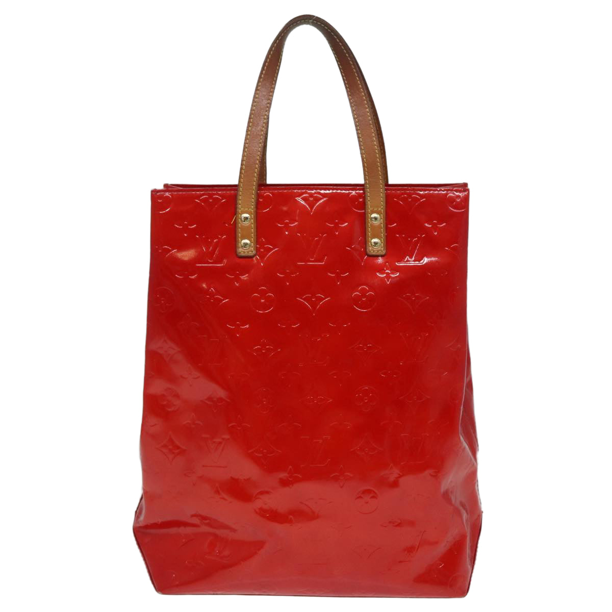 LOUIS VUITTON Monogram Vernis Reade MM Hand Bag Red Rouge M91086 LV Auth 87194