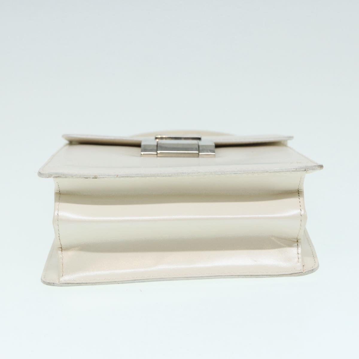 GUCCI Hand Bag Leather 2way White Silver Auth 87204