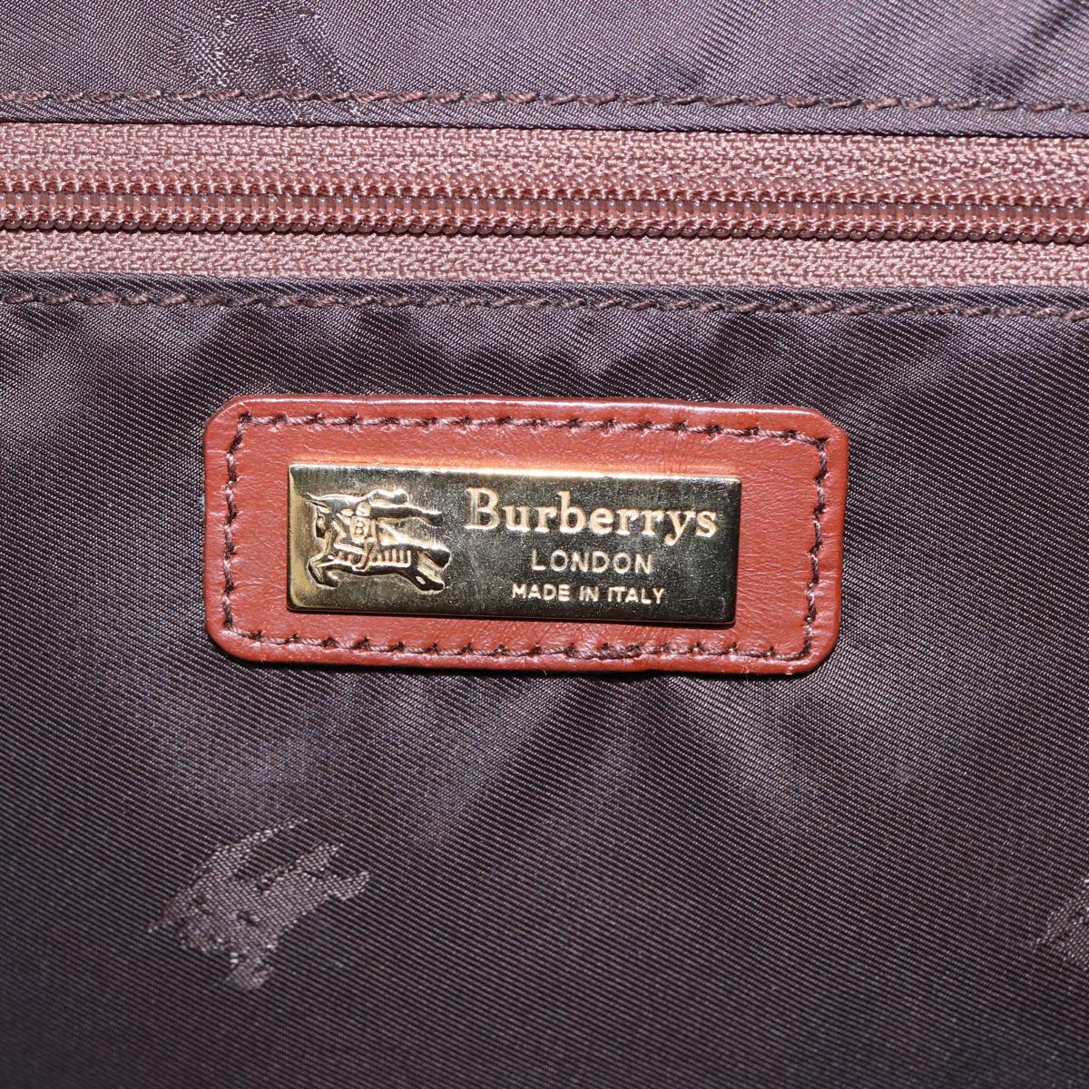 Burberrys Nova Check Hand Bag PVC 2way Green Gold Auth 87235