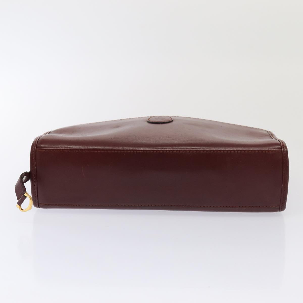 CARTIER Clutch Bag Leather 2Set Bordeaux Auth 87324