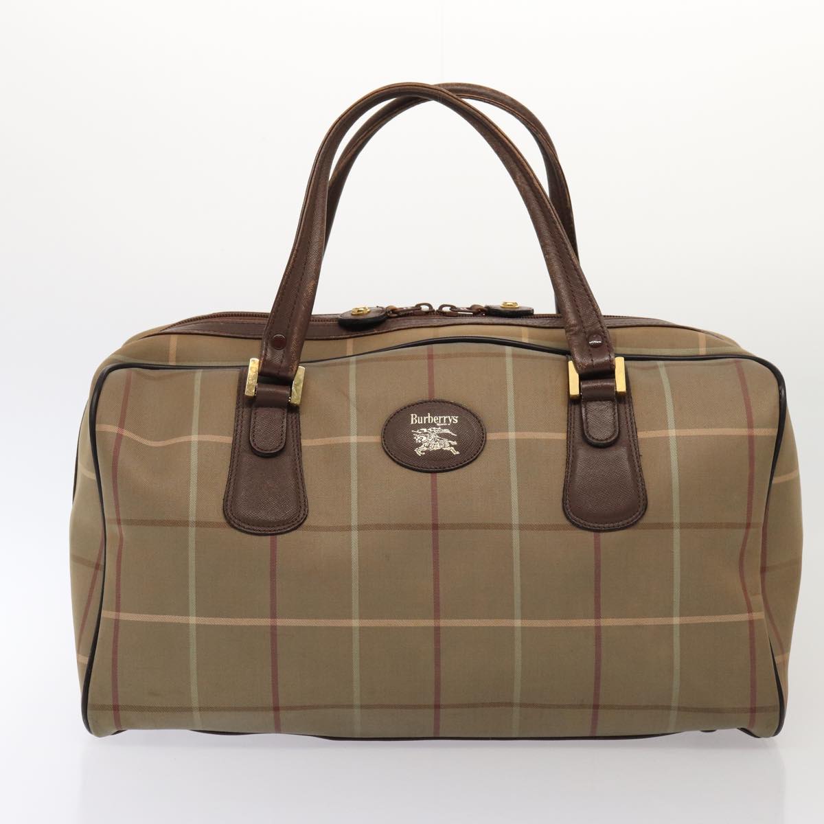 Burberrys Gucci Valentino Nova Check Boston Bag Canvas 3Set Brown Auth 87330