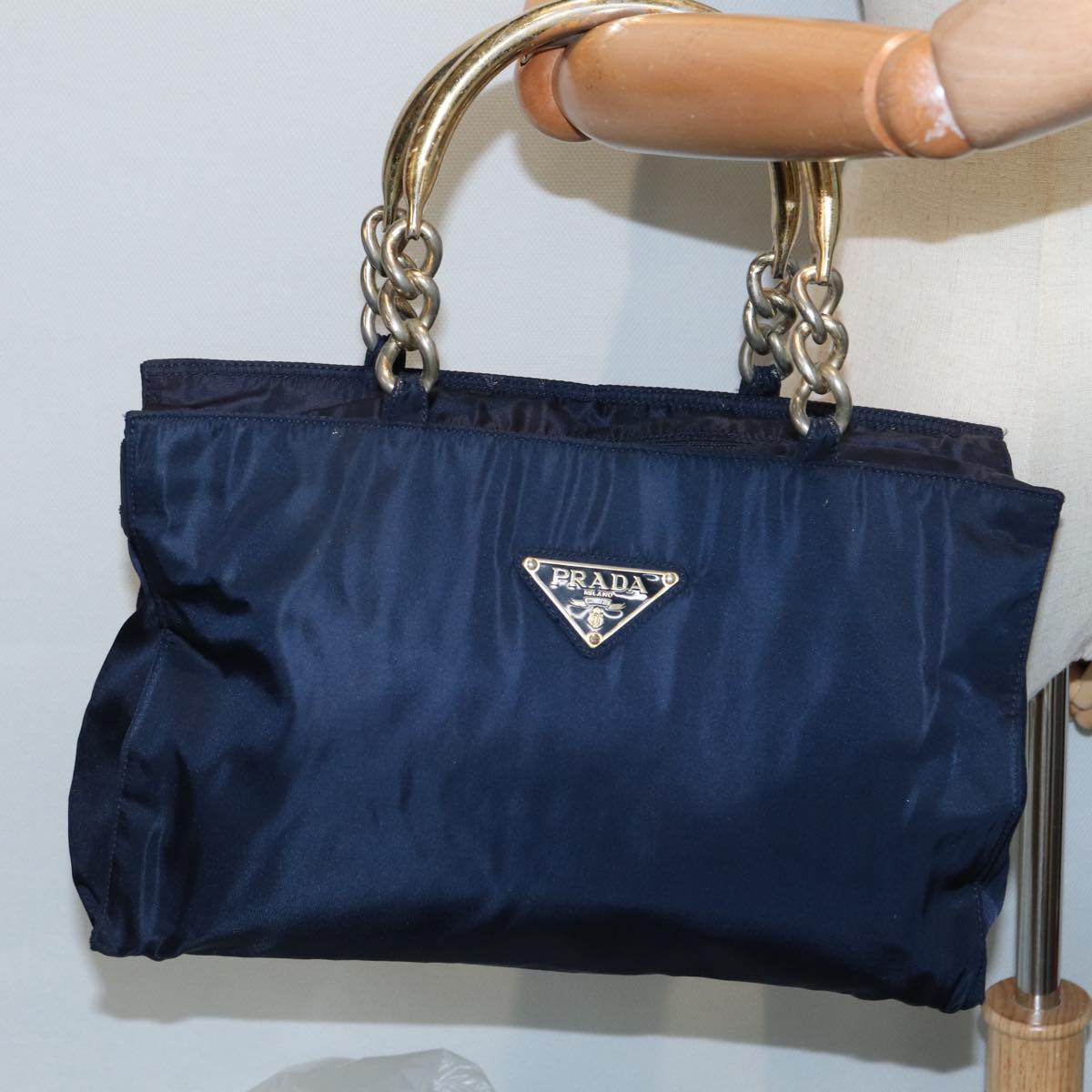 PRADA Hand Bag Nylon Navy Auth 87347