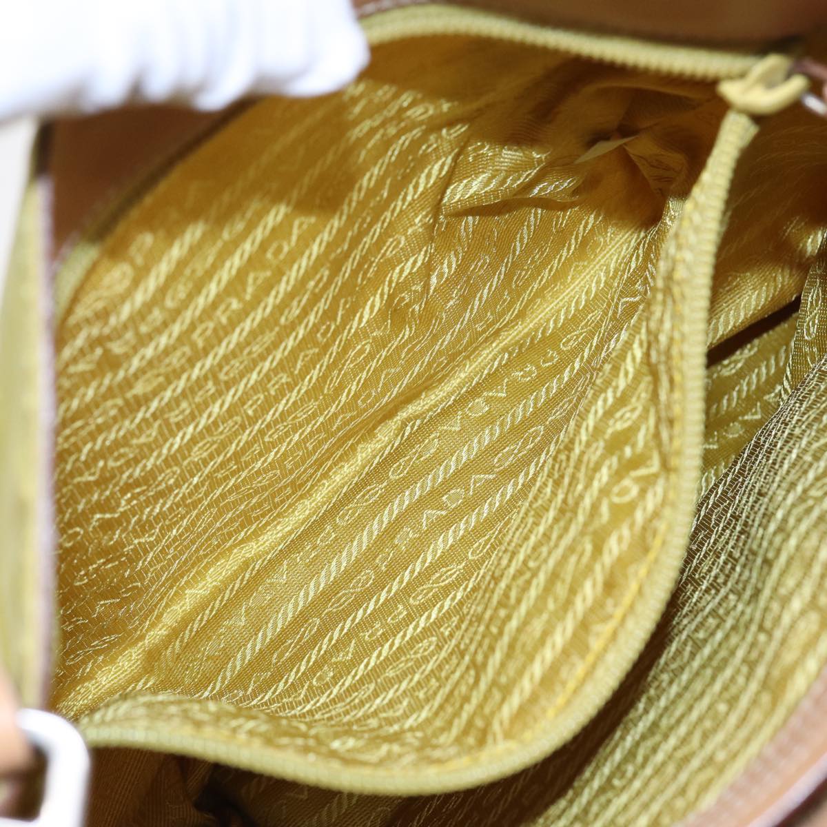 PRADA Shoulder Bag Nylon Yellow Auth 87348