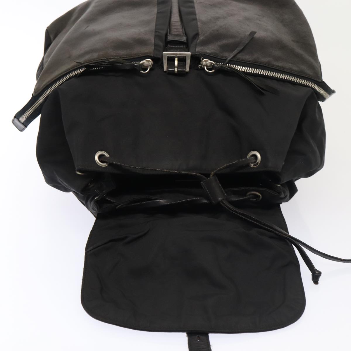 PRADA Backpack Nylon Leather Black Auth 87351