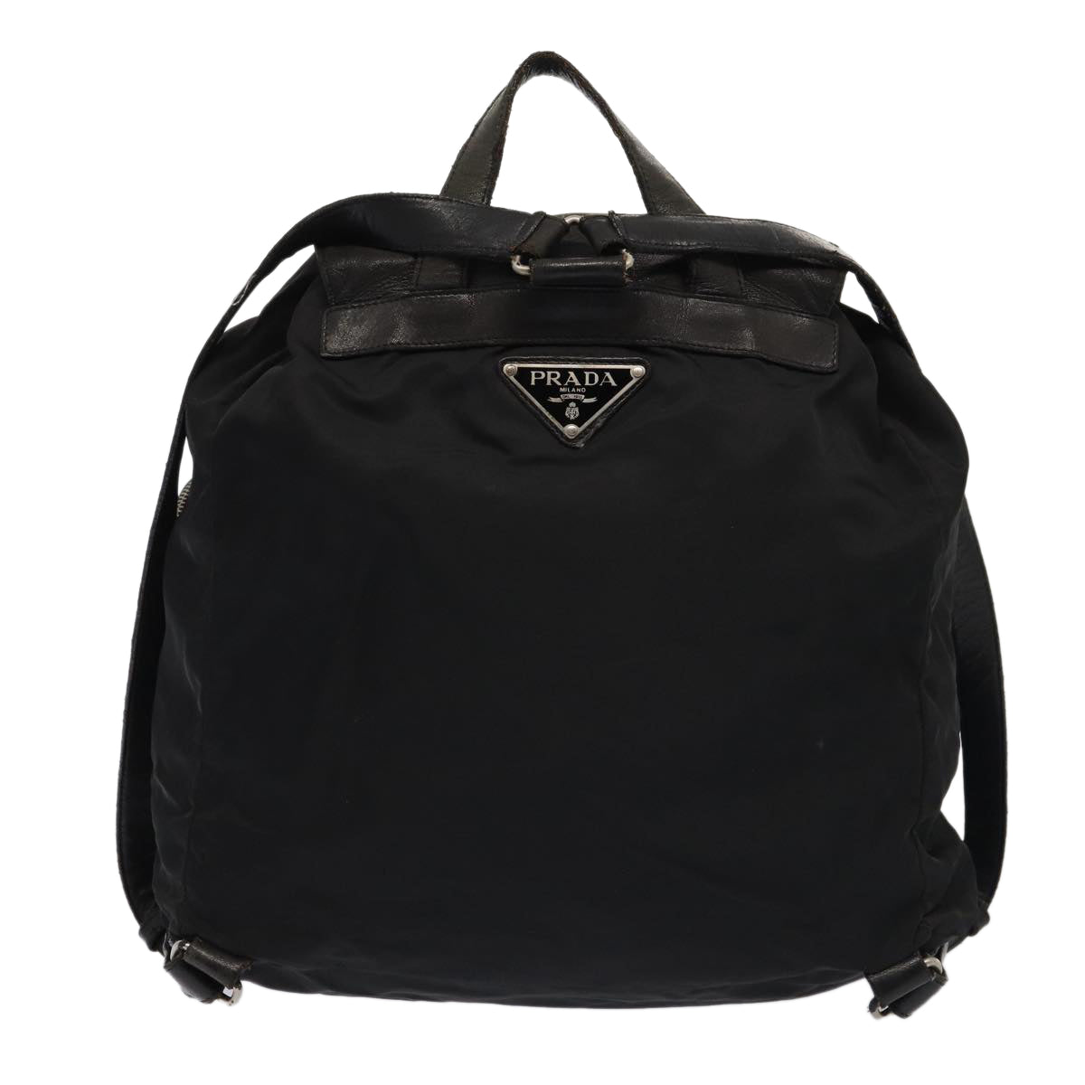 PRADA Backpack Nylon Leather Black Auth 87351