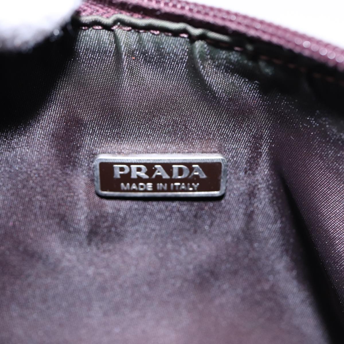 PRADA Hand Bag Nylon Silver Brown Auth 87360