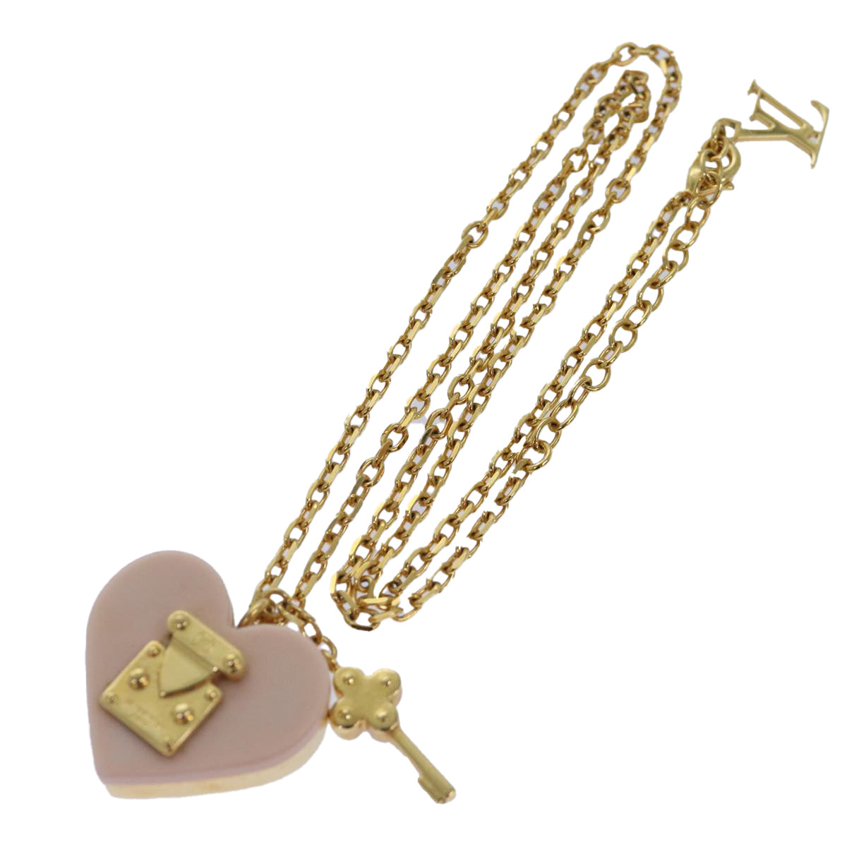 LOUIS VUITTON Pandantif Rock Me Necklace Necklace metal Gold Pink LV Auth 87373