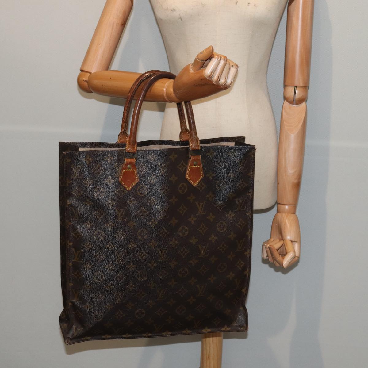 LOUIS VUITTON Monogram Sac Plat Hand Bag M51140 LV Auth 87386