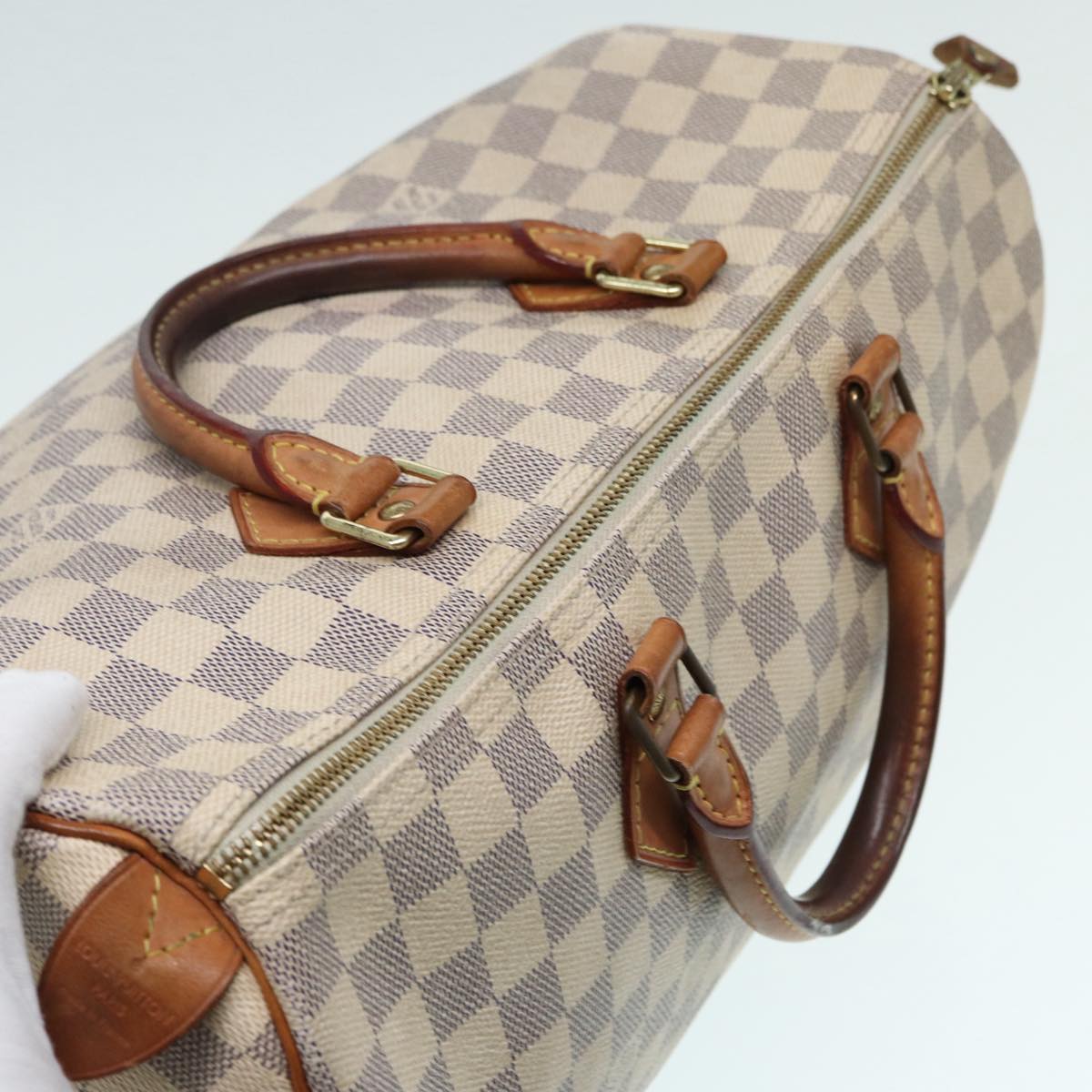 LOUIS VUITTON Damier Azur Speedy 35 Hand Bag N41535 LV Auth 87428