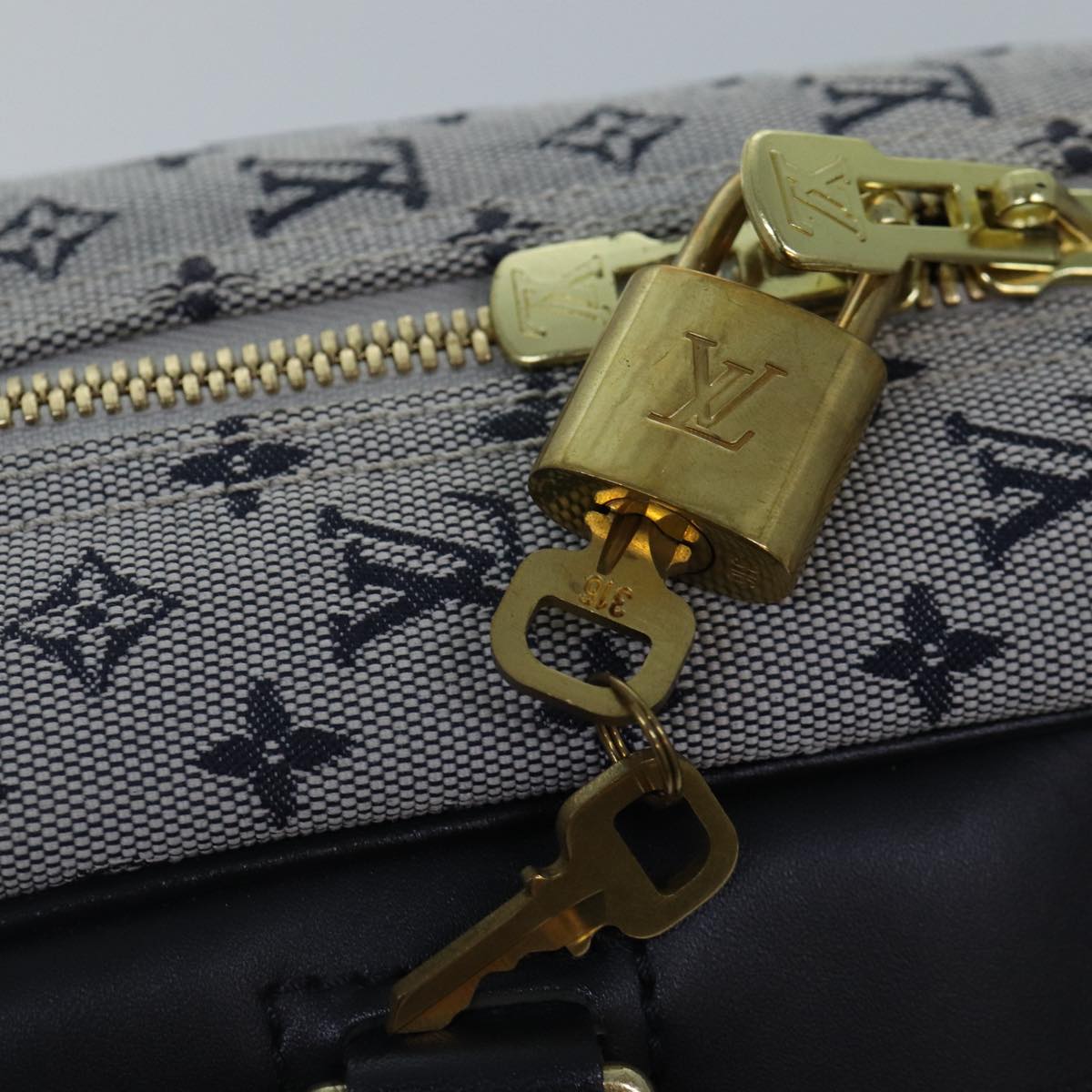 LOUIS VUITTON Monogram Mini Lin Deauville Hand Bag SPO Blue LV Auth 87449A