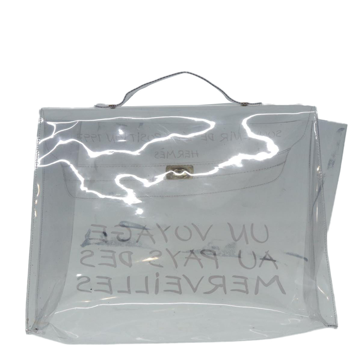 HERMES Vinyl Kelly Hand Bag Vinyl Clear Auth 87450