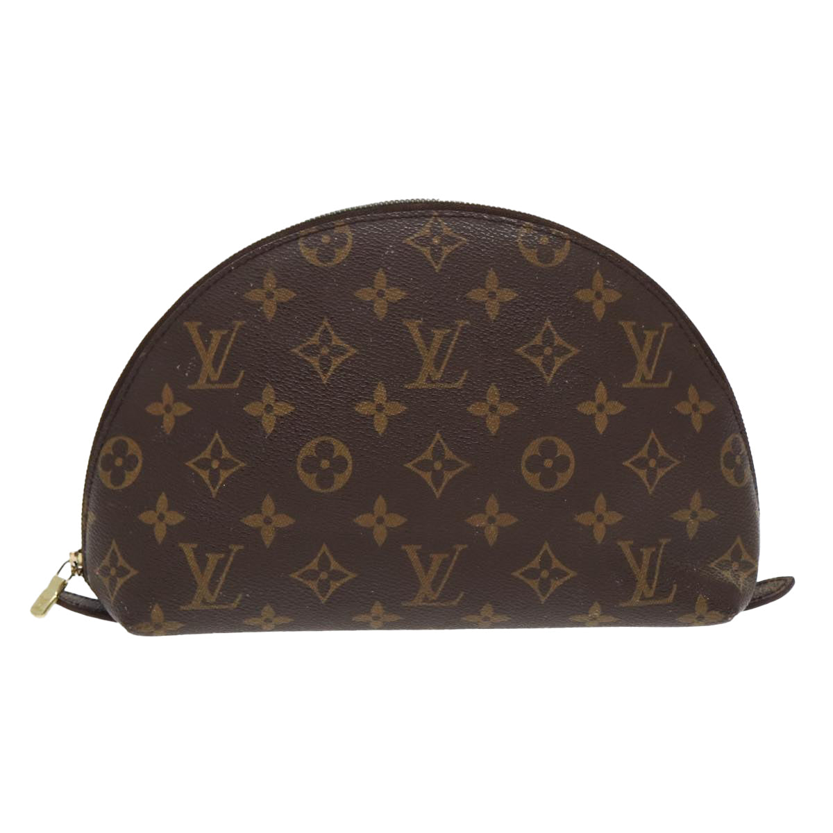 LOUIS VUITTON Monogram Trousse Demi Ronde Cosmetic Pouch M47520 LV Auth 87465