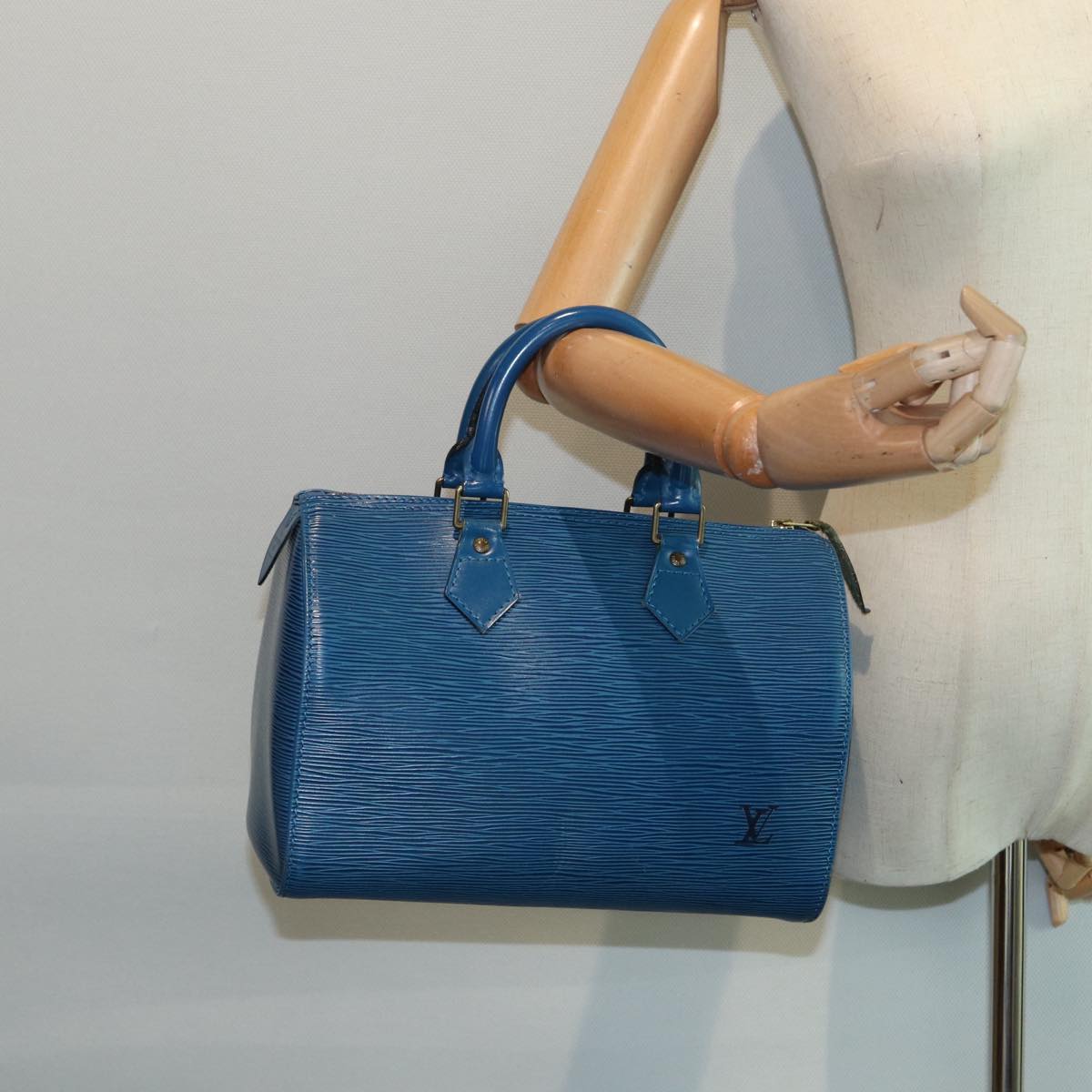 LOUIS VUITTON Epi Speedy 25 Hand Bag Toledo Blue M43015 LV Auth 87483