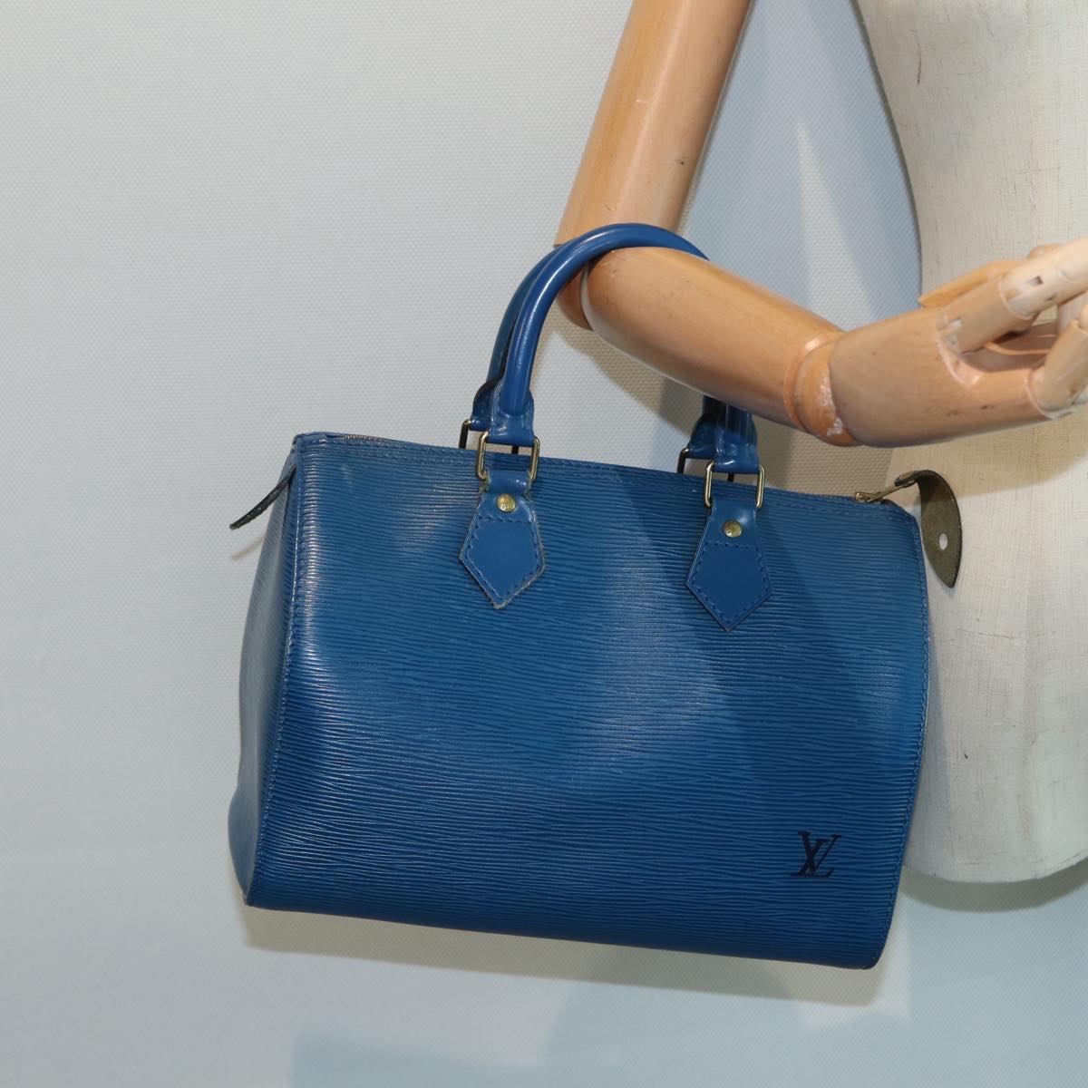 LOUIS VUITTON Epi Speedy 25 Hand Bag Toledo Blue M43015 LV Auth 87489