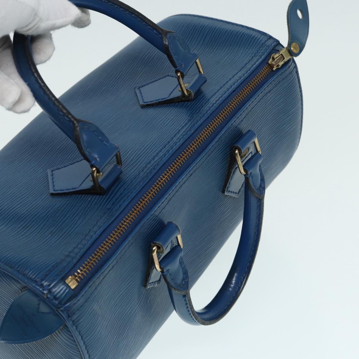 LOUIS VUITTON Epi Speedy 25 Hand Bag Toledo Blue M43015 LV Auth 87489