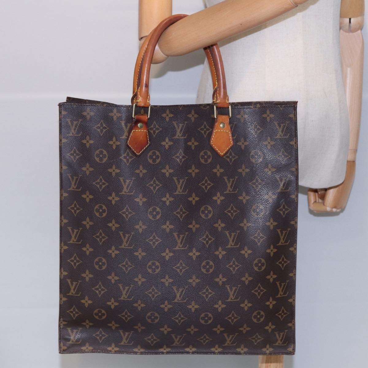 LOUIS VUITTON Monogram Sac Plat Hand Bag M51140 LV Auth 87571