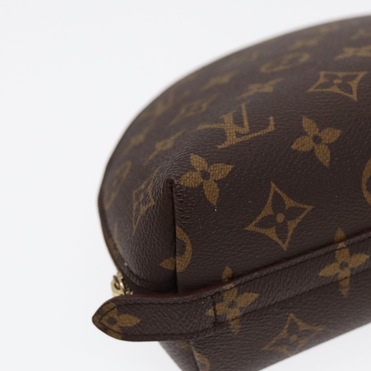 LOUIS VUITTON Monogram Trousse Demi Ronde Cosmetic Pouch M47520 LV Auth 87600