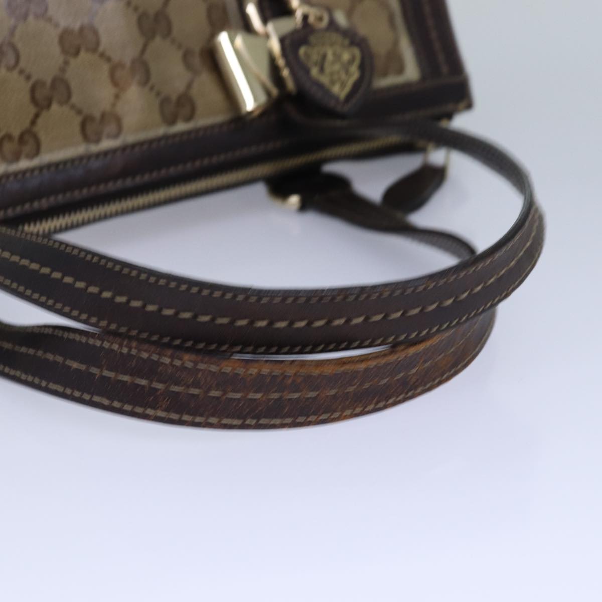 GUCCI GG Canvas Hand Bag Coated Canvas Beige Auth 87619