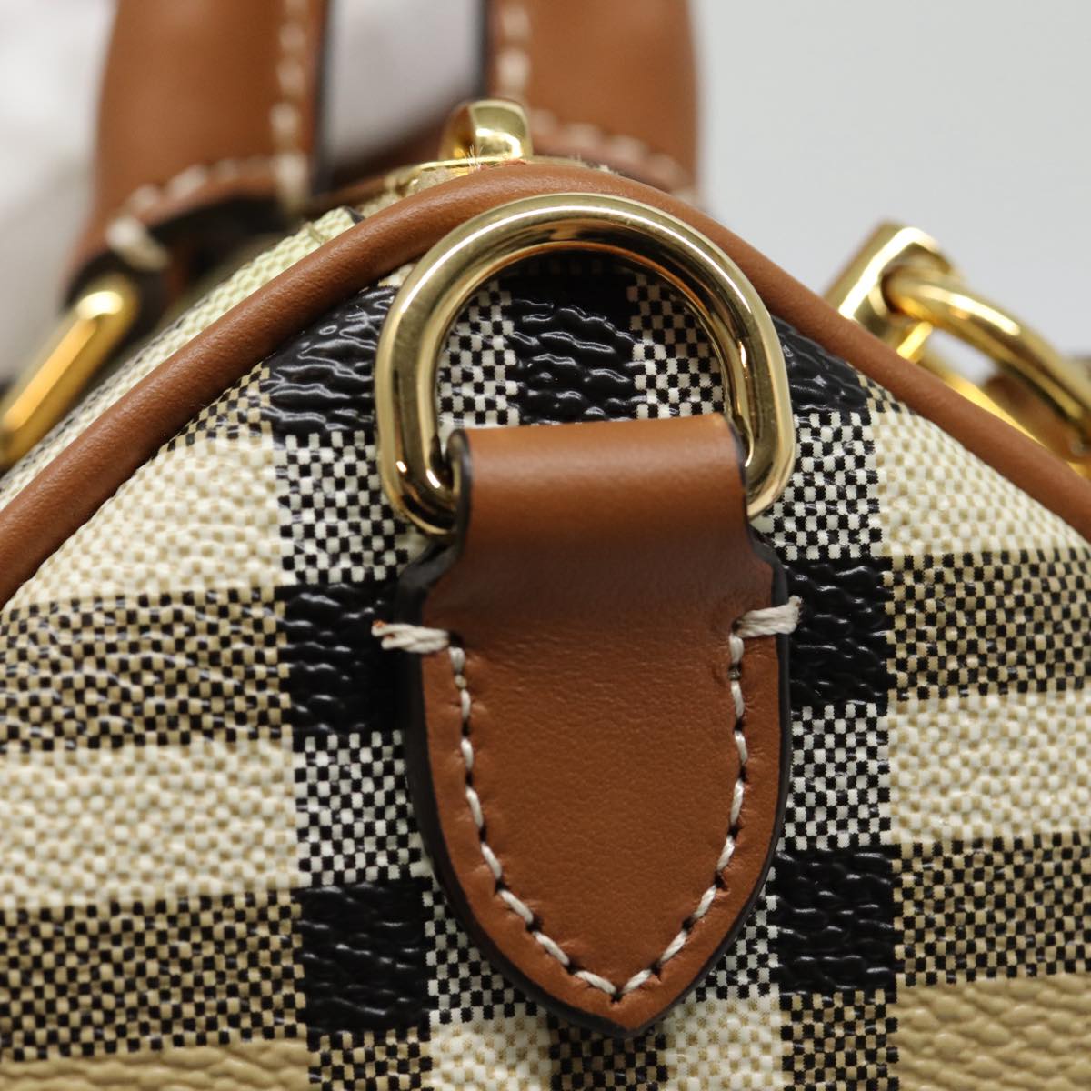 BURBERRY Nova Check Hand Bag PVC Leather 2way Beige Auth 87630S