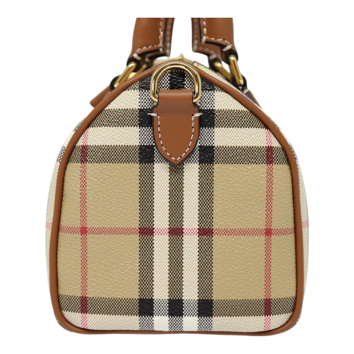 BURBERRY Nova Check Hand Bag PVC Leather 2way Beige Auth 87630S